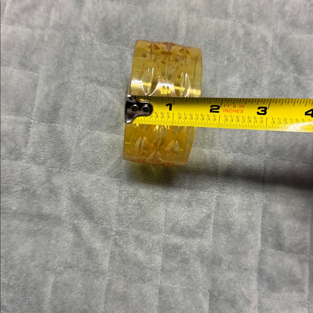 Vintage Plastic Bangle Bracelet, Translucent Yell… - image 5